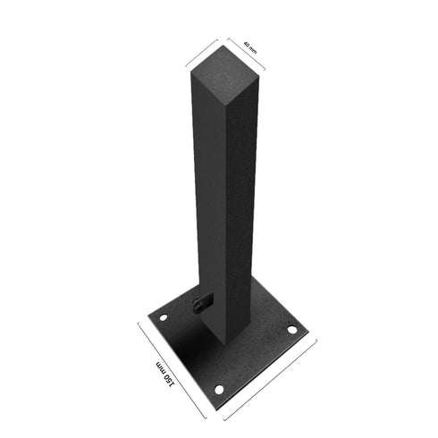 Steel posts for concreting into ground, welded threaded brackets allowing easy fixing of garden screens and fencing.